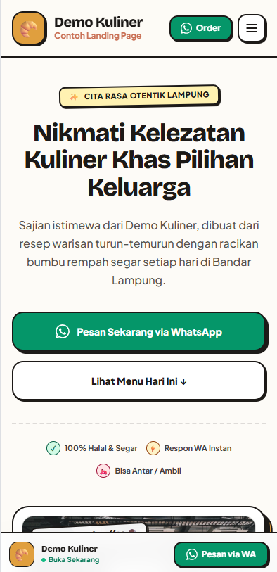 Demo Kuliner iPhone Mobile Preview